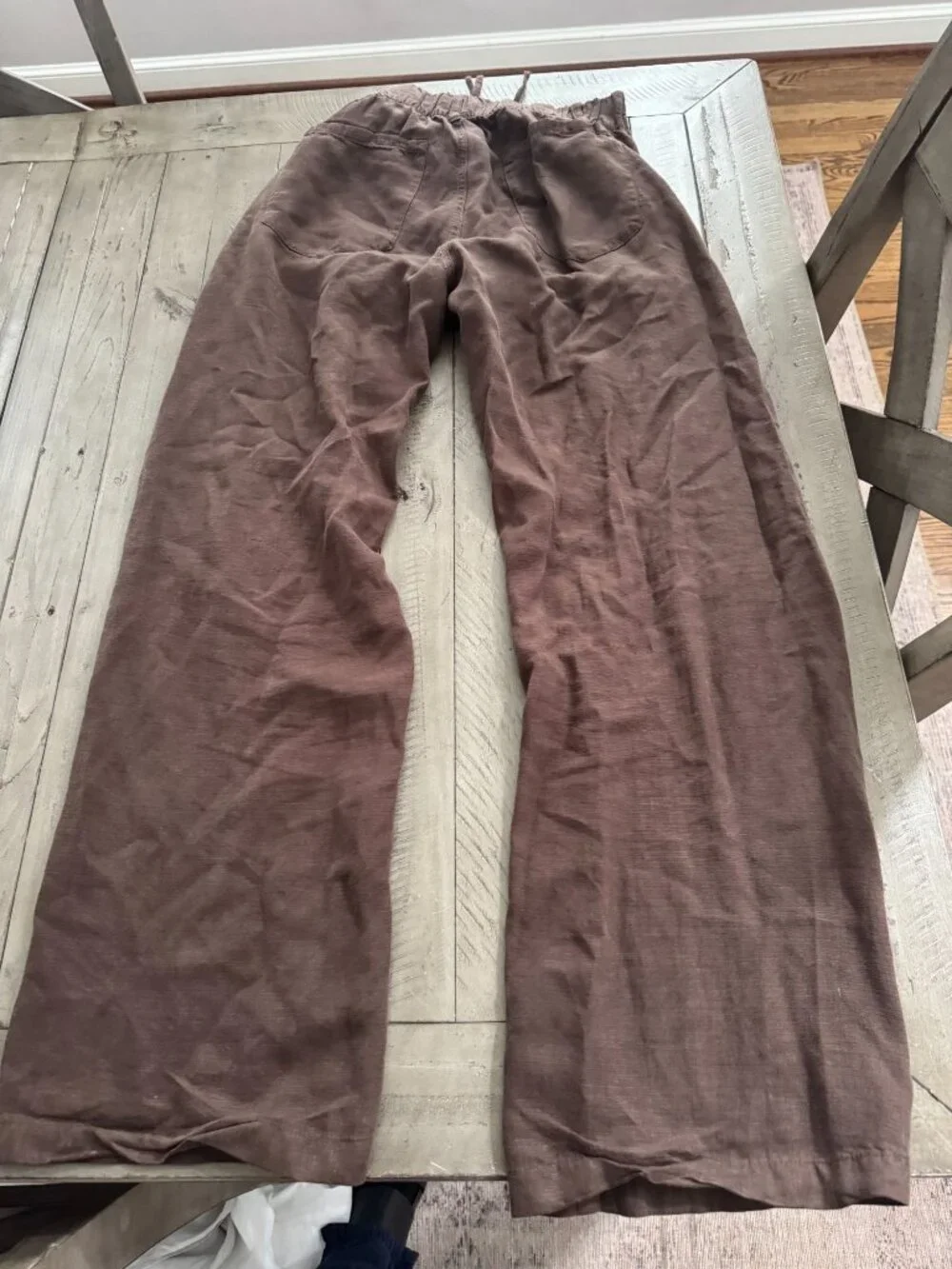 ZARA Loose Fit Linen Lyocell Trouser Pants Drawstring Brown Size 2